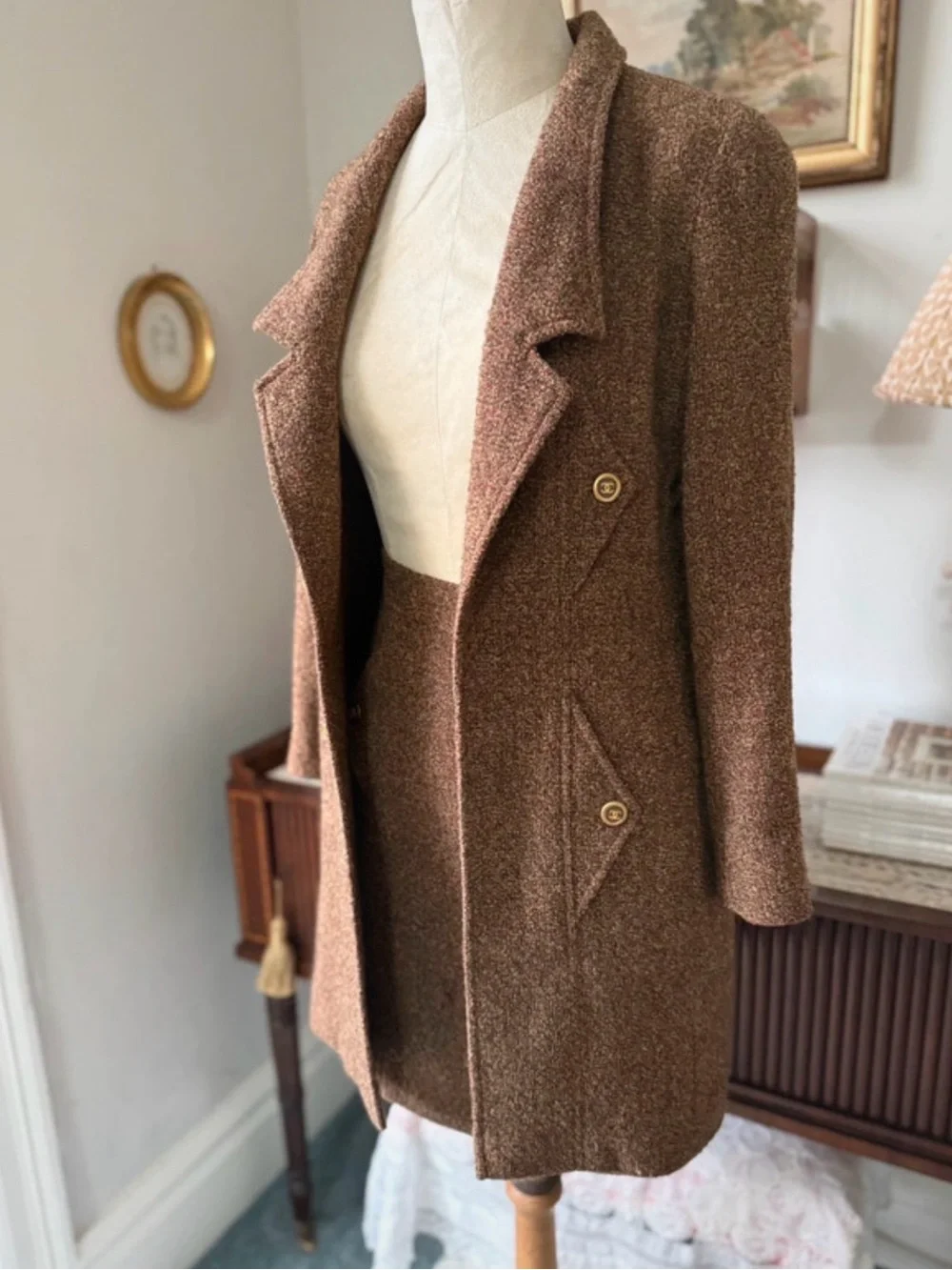 Chanel wool skirt suit set size 34